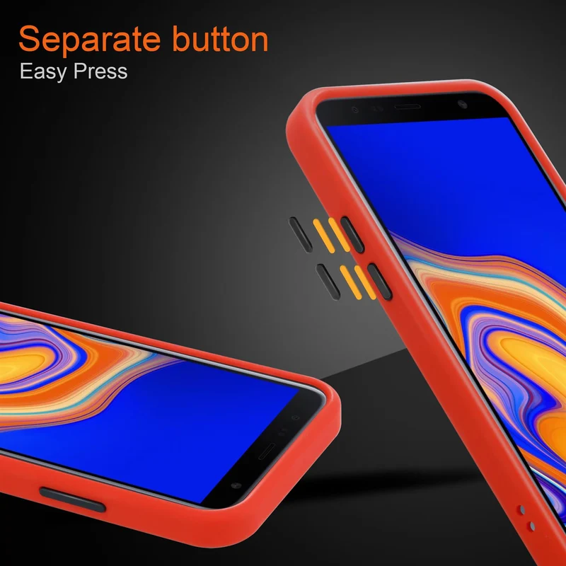 Cadorabo Hülle kompatibel mit Samsung Galaxy J4 PLUS / J4 PRIME / J4 CORE Hybrid Schutzhülle mit TPU Silikon Innenseite und matter Kunststoff Rückseite