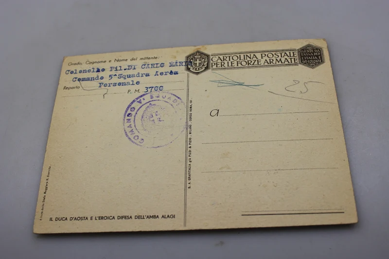 Postkarte gewidmet Herzog Amedeo d'Aosta