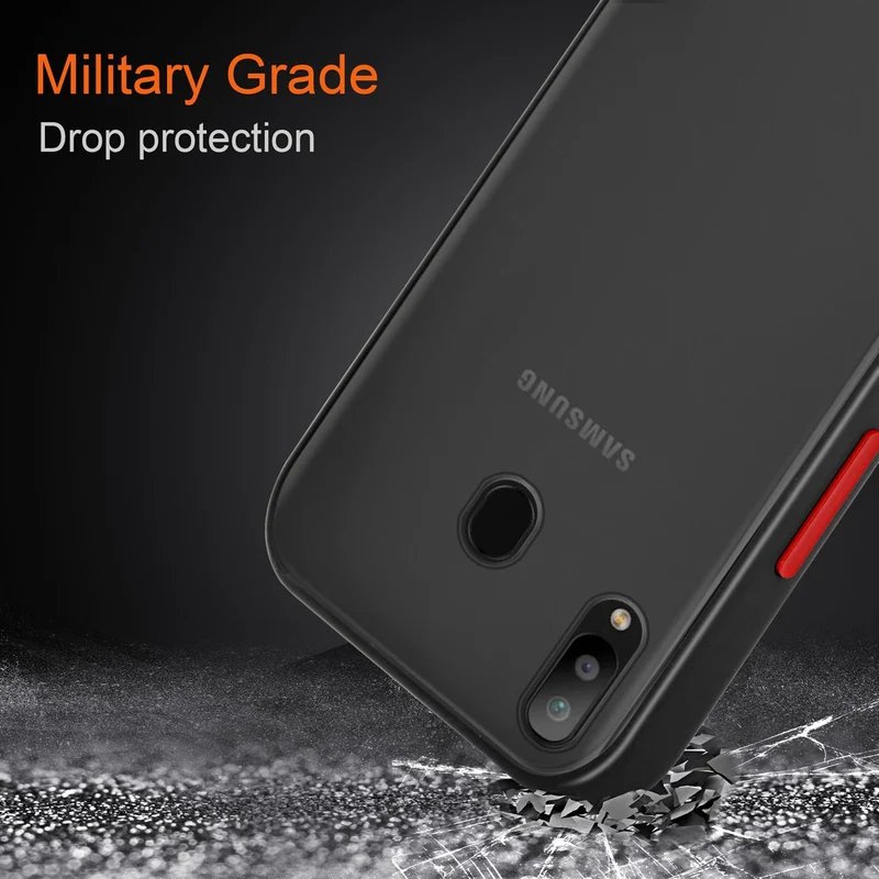 Cadorabo Hülle kompatibel mit Samsung Galaxy M30 / A40s Hybrid Schutzhülle mit TPU Silikon Innenseite und matter Kunststoff Rückseite