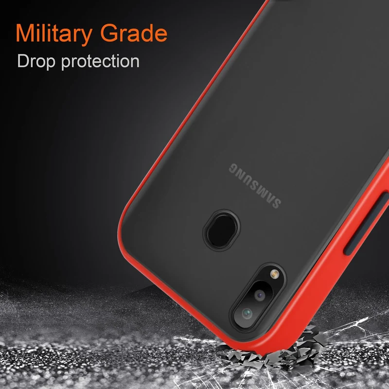 Cadorabo Hülle kompatibel mit Samsung Galaxy M30 / A40s Hybrid Schutzhülle mit TPU Silikon Innenseite und matter Kunststoff Rückseite