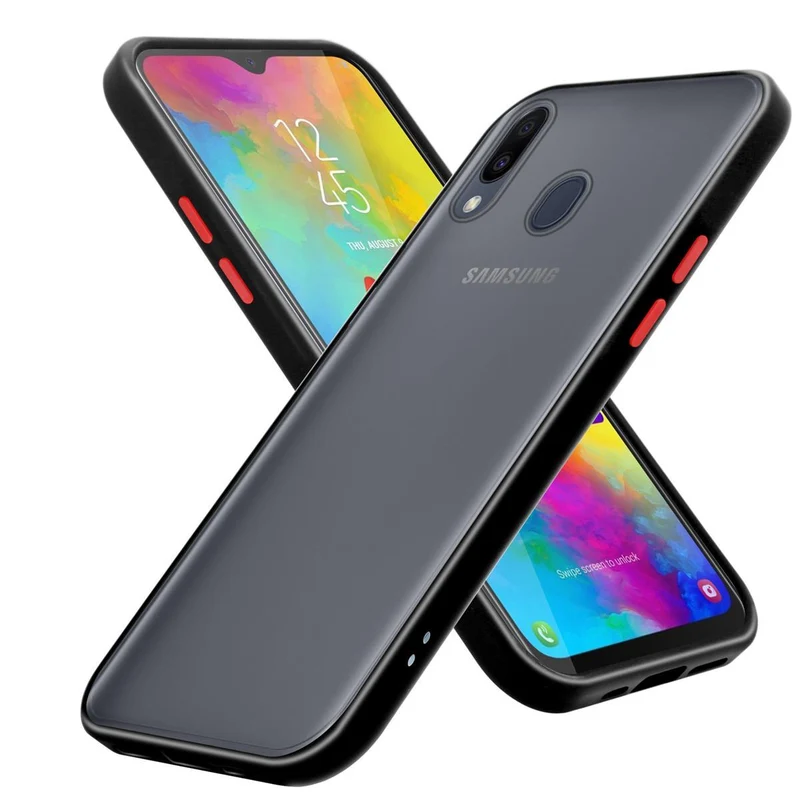 Cadorabo Hülle kompatibel mit Samsung Galaxy M20 Hybrid Schutzhülle mit TPU Silikon Innenseite und matter Kunststoff Rückseite