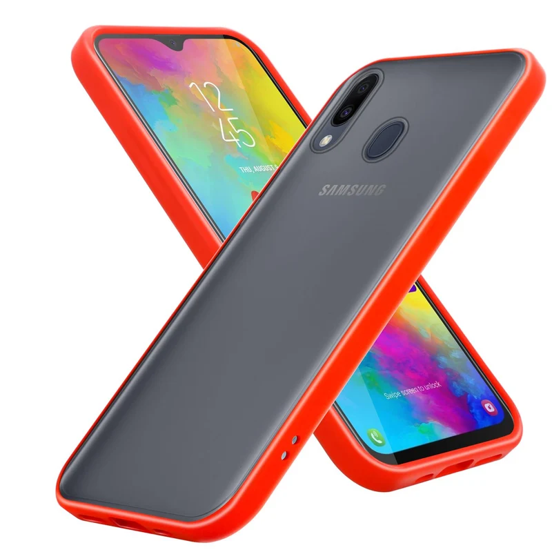 Cadorabo Hülle kompatibel mit Samsung Galaxy M20 Hybrid Schutzhülle mit TPU Silikon Innenseite und matter Kunststoff Rückseite