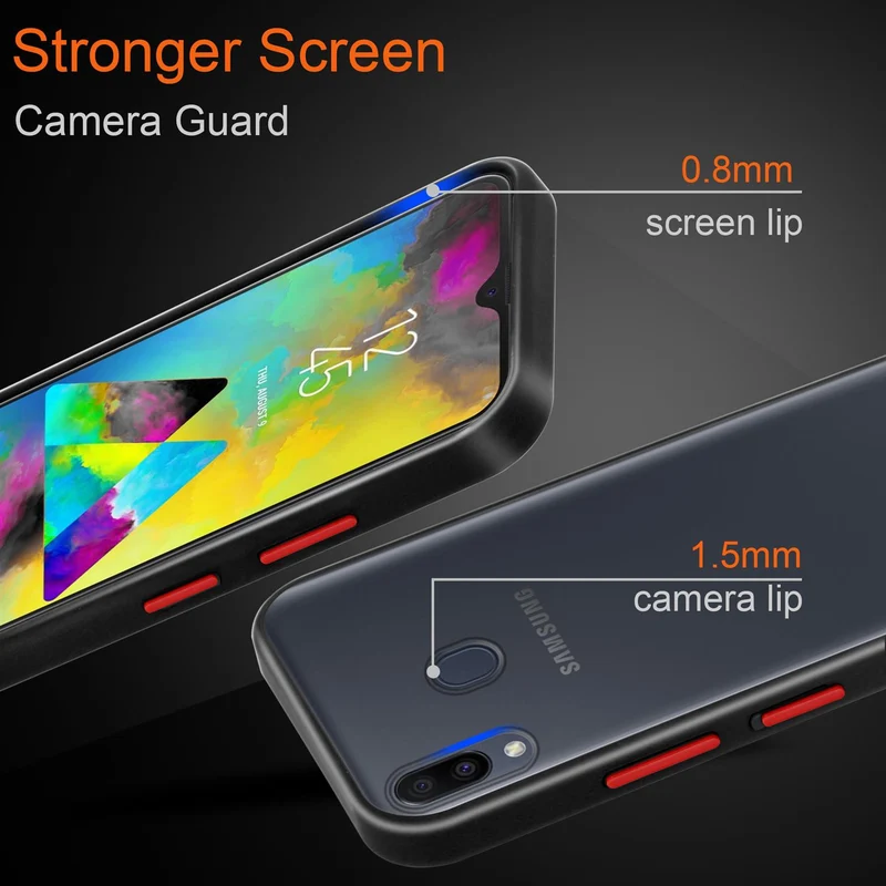 Cadorabo Hülle kompatibel mit Samsung Galaxy M20 Hybrid Schutzhülle mit TPU Silikon Innenseite und matter Kunststoff Rückseite