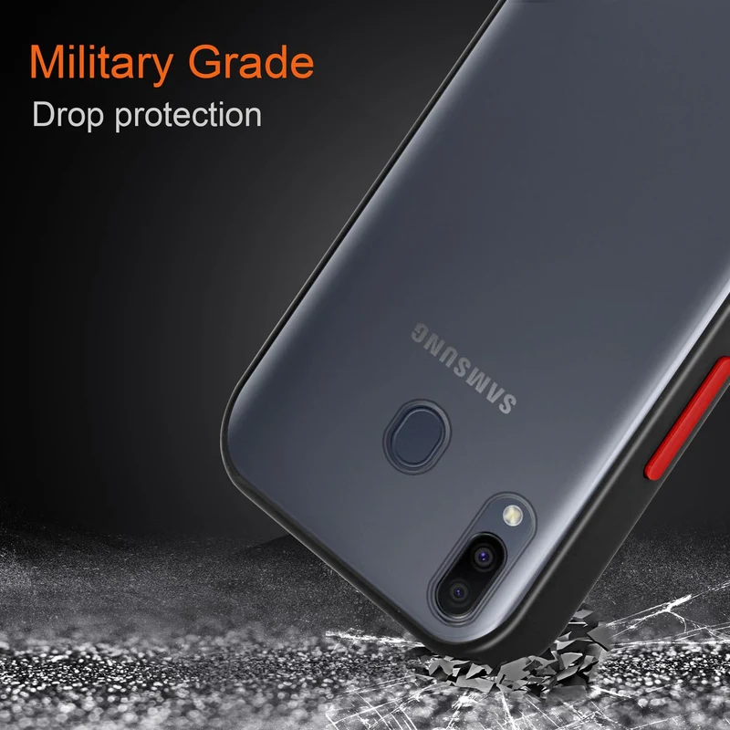 Cadorabo Hülle kompatibel mit Samsung Galaxy M20 Hybrid Schutzhülle mit TPU Silikon Innenseite und matter Kunststoff Rückseite