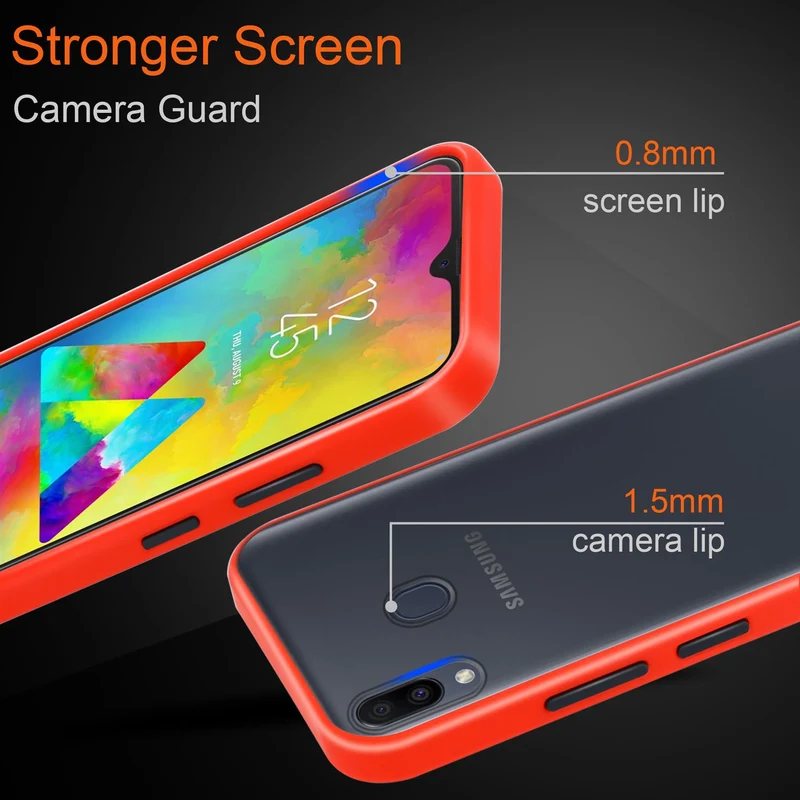 Cadorabo Hülle kompatibel mit Samsung Galaxy M20 Hybrid Schutzhülle mit TPU Silikon Innenseite und matter Kunststoff Rückseite