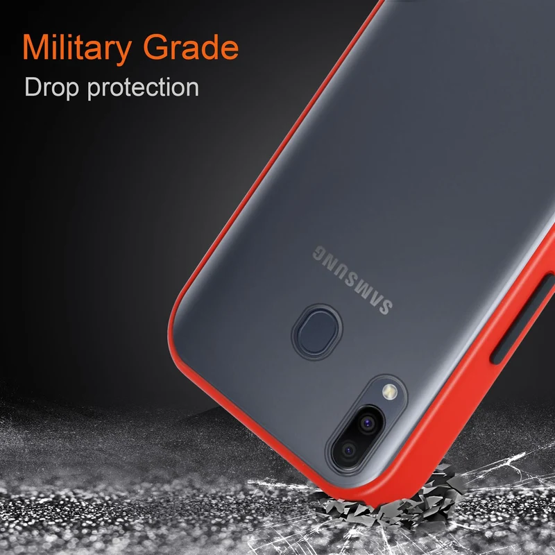 Cadorabo Hülle kompatibel mit Samsung Galaxy M20 Hybrid Schutzhülle mit TPU Silikon Innenseite und matter Kunststoff Rückseite