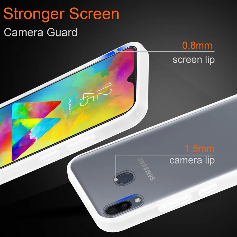 Cadorabo Hülle kompatibel mit Samsung Galaxy M20 Hybrid Schutzhülle mit TPU Silikon Innenseite und matter Kunststoff Rückseite