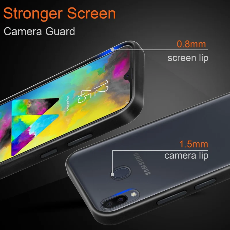 Cadorabo Hülle kompatibel mit Samsung Galaxy M20 Hybrid Schutzhülle mit TPU Silikon Innenseite und matter Kunststoff Rückseite