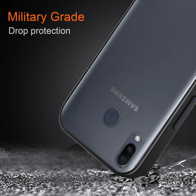 Cadorabo Hülle kompatibel mit Samsung Galaxy M20 Hybrid Schutzhülle mit TPU Silikon Innenseite und matter Kunststoff Rückseite