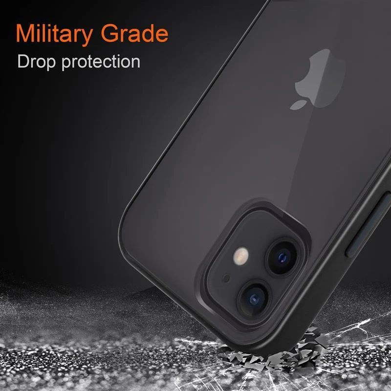 Cadorabo Hülle kompatibel mit Apple iPhone 12 / 12 PRO Hybrid Schutzhülle mit TPU Silikon Innenseite und matter Kunststoff Rückseite
