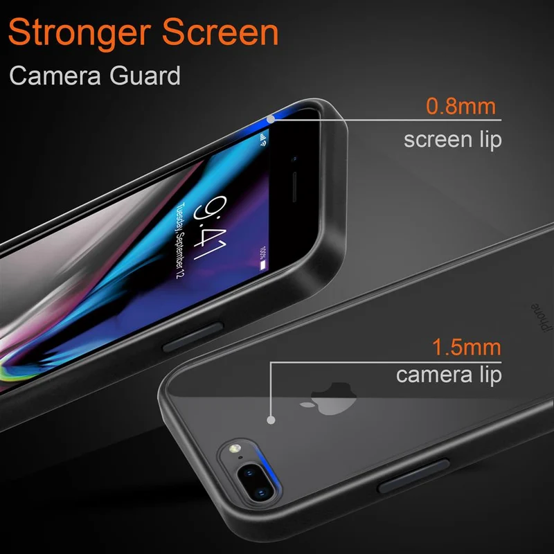 Cadorabo Hülle kompatibel mit Apple iPhone 6 PLUS / 6S PLUS / 7 PLUS / 7S PLUS / 8 PLUS Hybrid Schutzhülle mit TPU Silikon Innenseite und matter Kunststoff Rückseite
