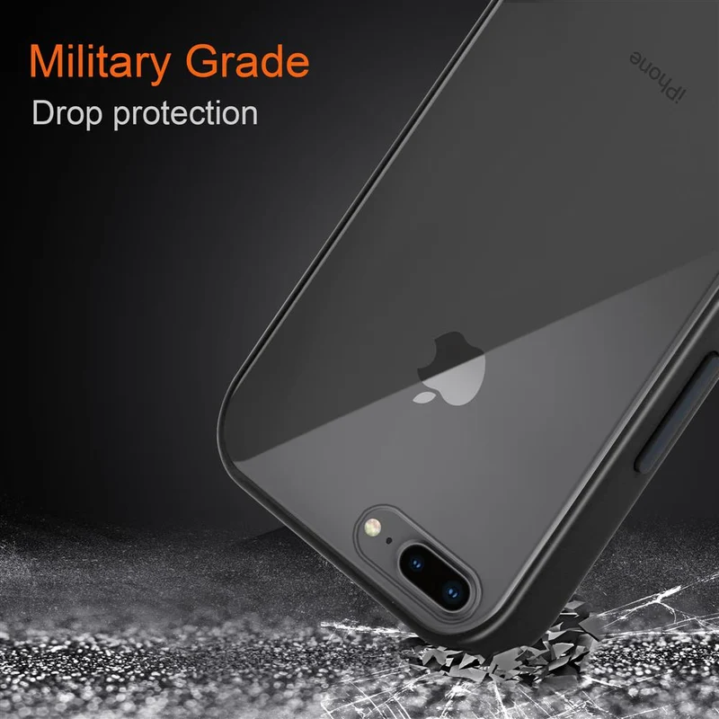 Cadorabo Hülle kompatibel mit Apple iPhone 6 PLUS / 6S PLUS / 7 PLUS / 7S PLUS / 8 PLUS Hybrid Schutzhülle mit TPU Silikon Innenseite und matter Kunststoff Rückseite