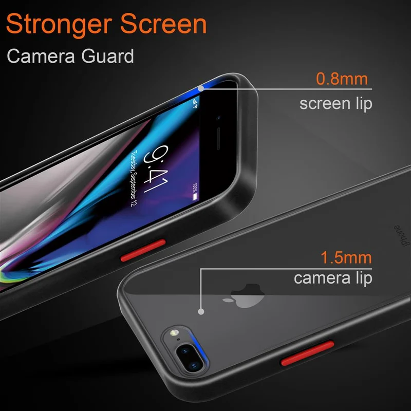 Cadorabo Hülle kompatibel mit Apple iPhone 6 PLUS / 6S PLUS / 7 PLUS / 7S PLUS / 8 PLUS Hybrid Schutzhülle mit TPU Silikon Innenseite und matter Kunststoff Rückseite