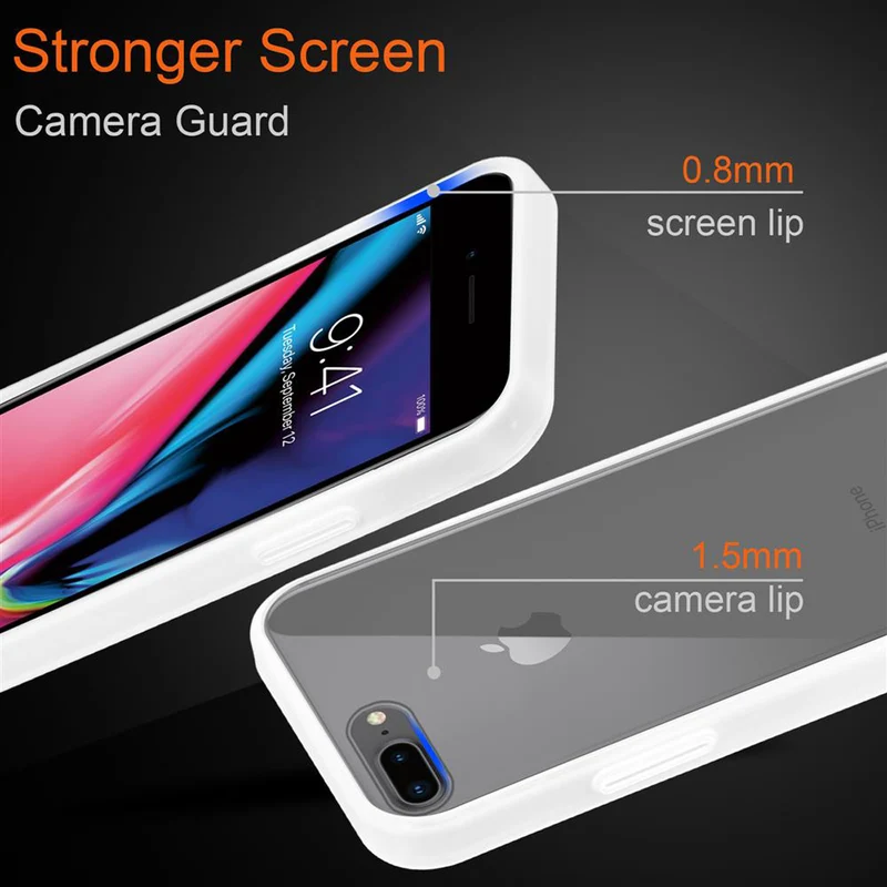 Cadorabo Hülle kompatibel mit Apple iPhone 6 PLUS / 6S PLUS / 7 PLUS / 7S PLUS / 8 PLUS Hybrid Schutzhülle mit TPU Silikon Innenseite und matter Kunststoff Rückseite