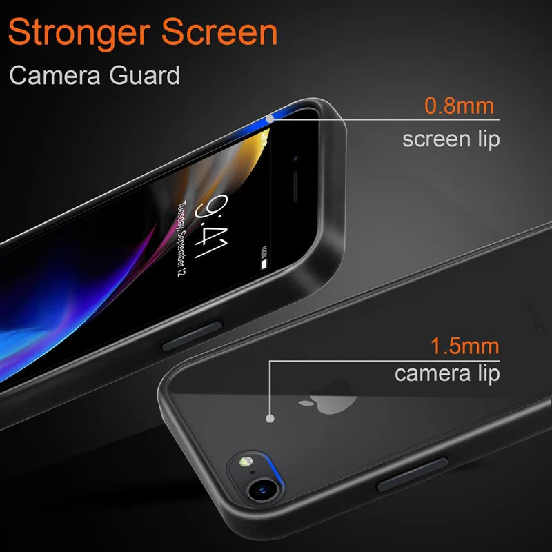 Cadorabo Hülle kompatibel mit Apple iPhone 6 / 6S / 7 / 7S / 8 / SE 2020 Hybrid Schutzhülle mit TPU Silikon Innenseite und matter Kunststoff Rückseite