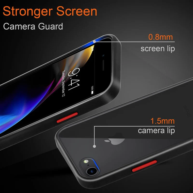 Cadorabo Hülle kompatibel mit Apple iPhone 6 / 6S / 7 / 7S / 8 / SE 2020 Hybrid Schutzhülle mit TPU Silikon Innenseite und matter Kunststoff Rückseite