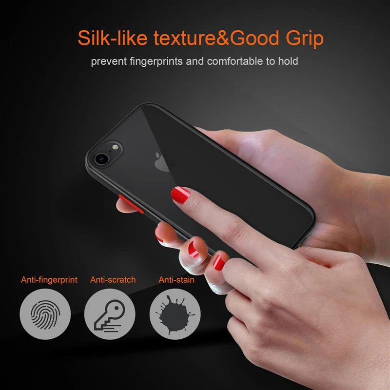 Cadorabo Hülle kompatibel mit Apple iPhone 6 / 6S / 7 / 7S / 8 / SE 2020 Hybrid Schutzhülle mit TPU Silikon Innenseite und matter Kunststoff Rückseite