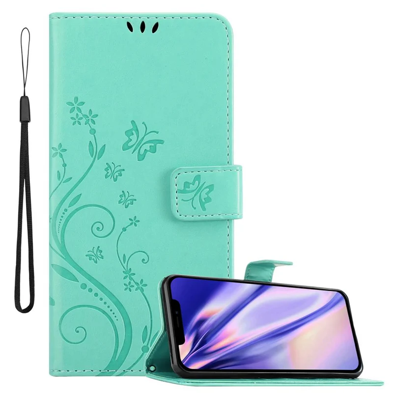 Cadorabo Hülle kompatibel mit Apple iPhone 12 PRO MAX Schutzhülle im Blumen Design mit Magnetverschluss, Standfunktion und Kartenfächern