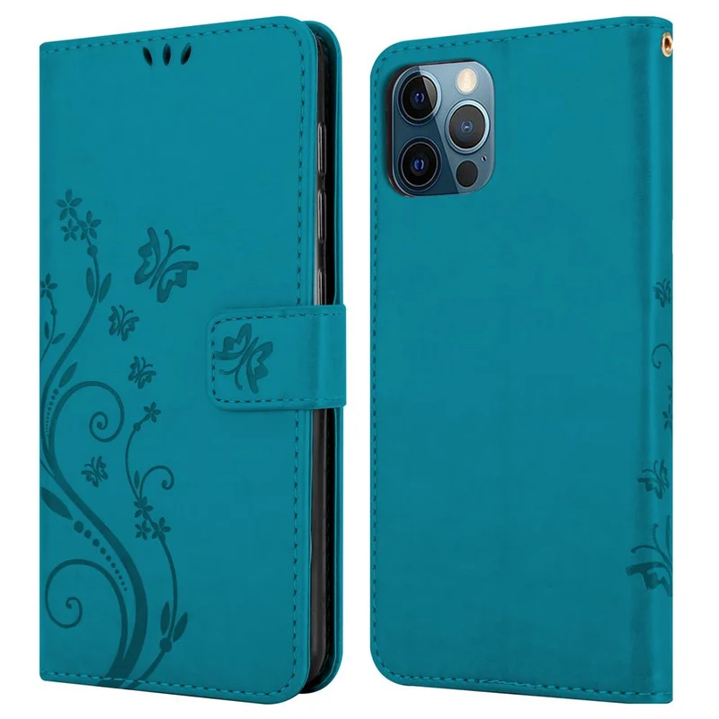 Cadorabo Hülle kompatibel mit Apple iPhone 12 / 12 PRO Schutzhülle im Blumen Design mit Magnetverschluss, Standfunktion und Kartenfächern