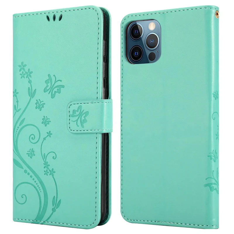 Cadorabo Hülle kompatibel mit Apple iPhone 12 / 12 PRO Schutzhülle im Blumen Design mit Magnetverschluss, Standfunktion und Kartenfächern