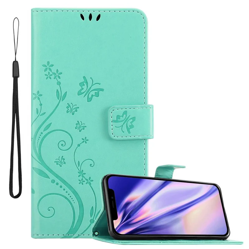 Cadorabo Hülle kompatibel mit Apple iPhone 12 MINI Schutzhülle im Blumen Design mit Magnetverschluss, Standfunktion und Kartenfächern
