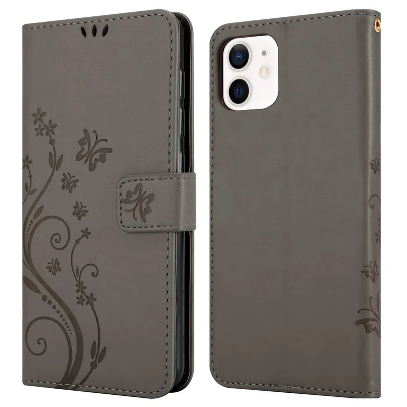 Cadorabo Hülle kompatibel mit Apple iPhone 12 MINI Schutzhülle im Blumen Design mit Magnetverschluss, Standfunktion und Kartenfächern
