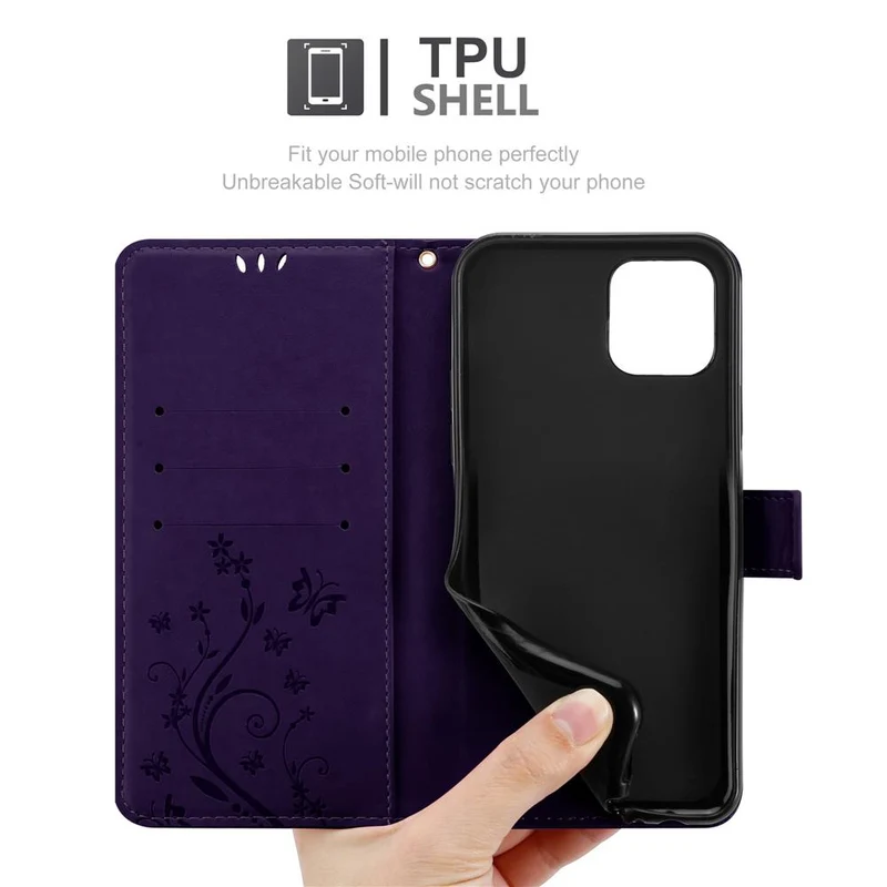 Cadorabo Hülle kompatibel mit Apple iPhone 12 MINI Schutzhülle im Blumen Design mit Magnetverschluss, Standfunktion und Kartenfächern