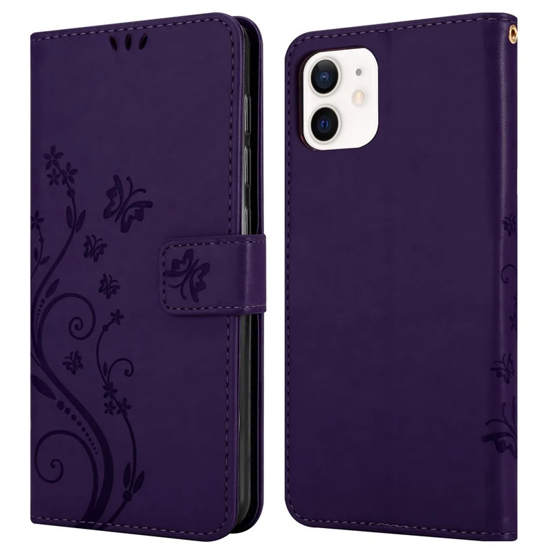 Cadorabo Hülle kompatibel mit Apple iPhone 12 MINI Schutzhülle im Blumen Design mit Magnetverschluss, Standfunktion und Kartenfächern