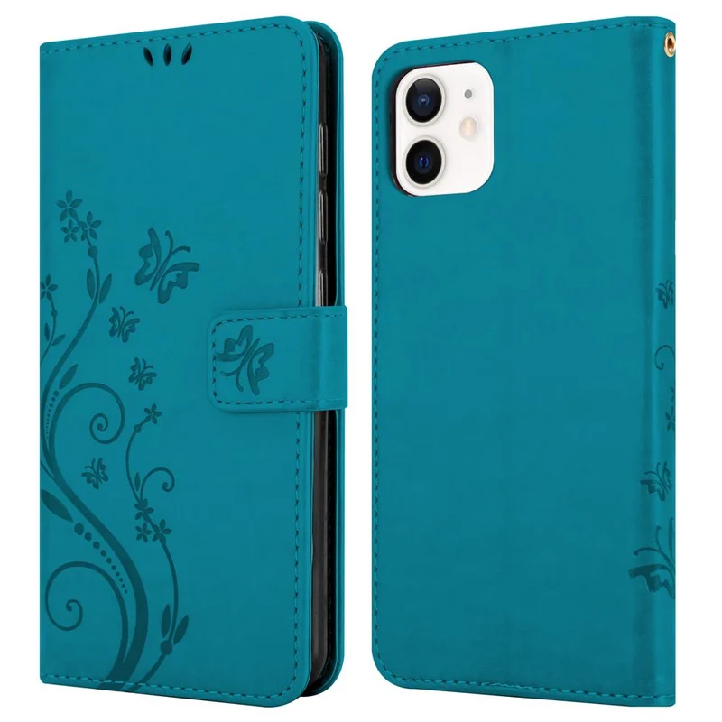 Cadorabo Hülle kompatibel mit Apple iPhone 12 MINI Schutzhülle im Blumen Design mit Magnetverschluss, Standfunktion und Kartenfächern