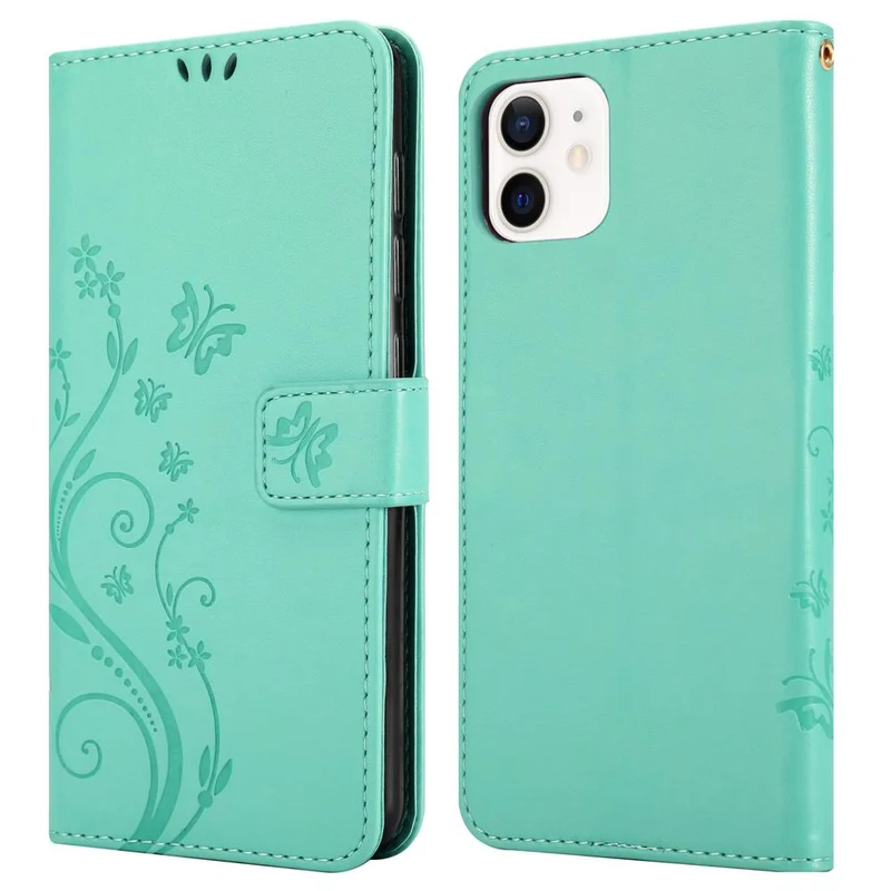 Cadorabo Hülle kompatibel mit Apple iPhone 12 MINI Schutzhülle im Blumen Design mit Magnetverschluss, Standfunktion und Kartenfächern