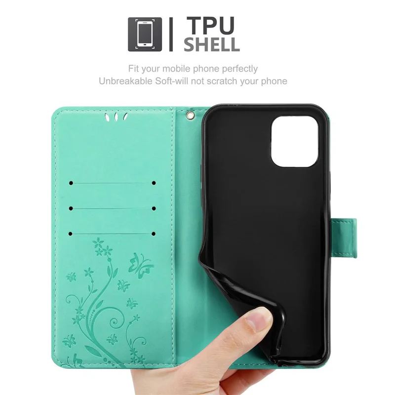 Cadorabo Hülle kompatibel mit Apple iPhone 12 MINI Schutzhülle im Blumen Design mit Magnetverschluss, Standfunktion und Kartenfächern
