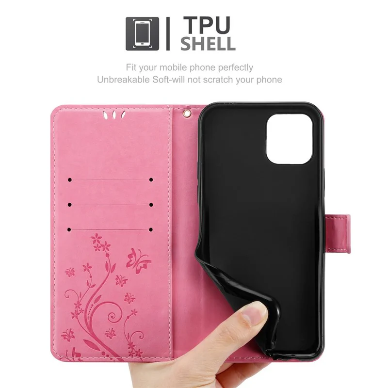 Cadorabo Hülle kompatibel mit Apple iPhone 12 MINI Schutzhülle im Blumen Design mit Magnetverschluss, Standfunktion und Kartenfächern