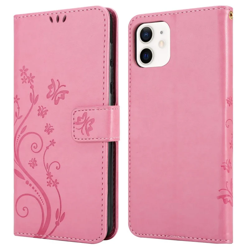 Cadorabo Hülle kompatibel mit Apple iPhone 12 MINI Schutzhülle im Blumen Design mit Magnetverschluss, Standfunktion und Kartenfächern