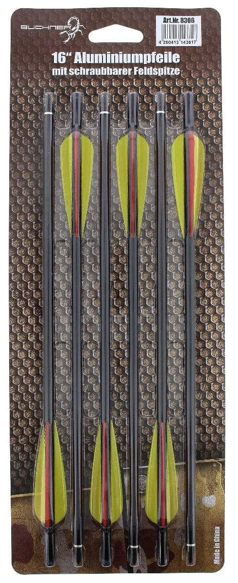 Aluminiumpfeile 16" schwarz, 6er Pack