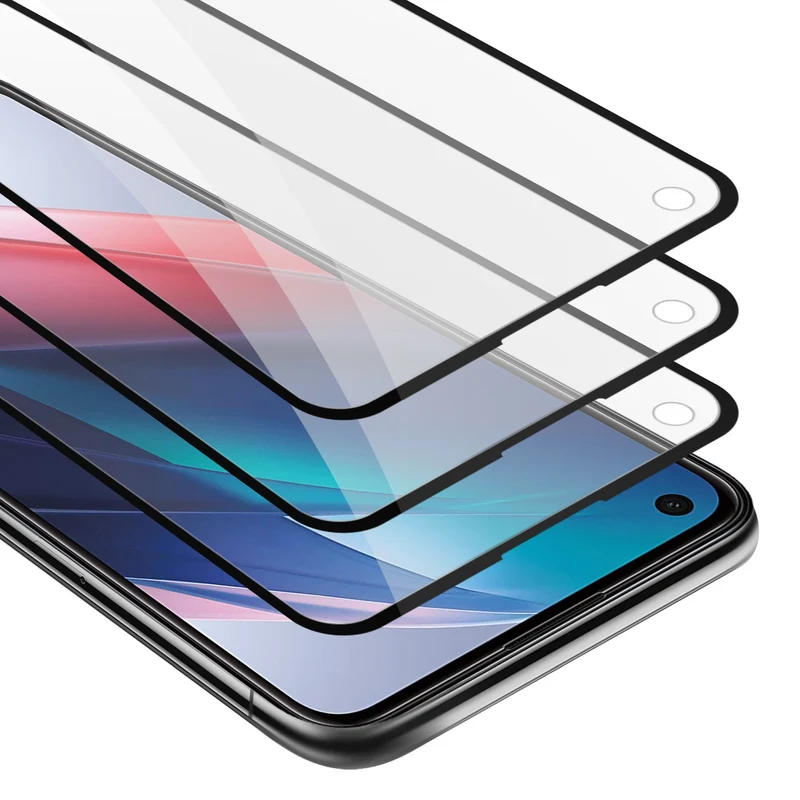 Cadorabo 3x Vollbild Panzer Folie kompatibel mit Oppo FIND X3 LITE - Schutzfolie 3er Pack Gehärtetes (Tempered) Display-Schutzglas in 9H Härte mit 3D Touch