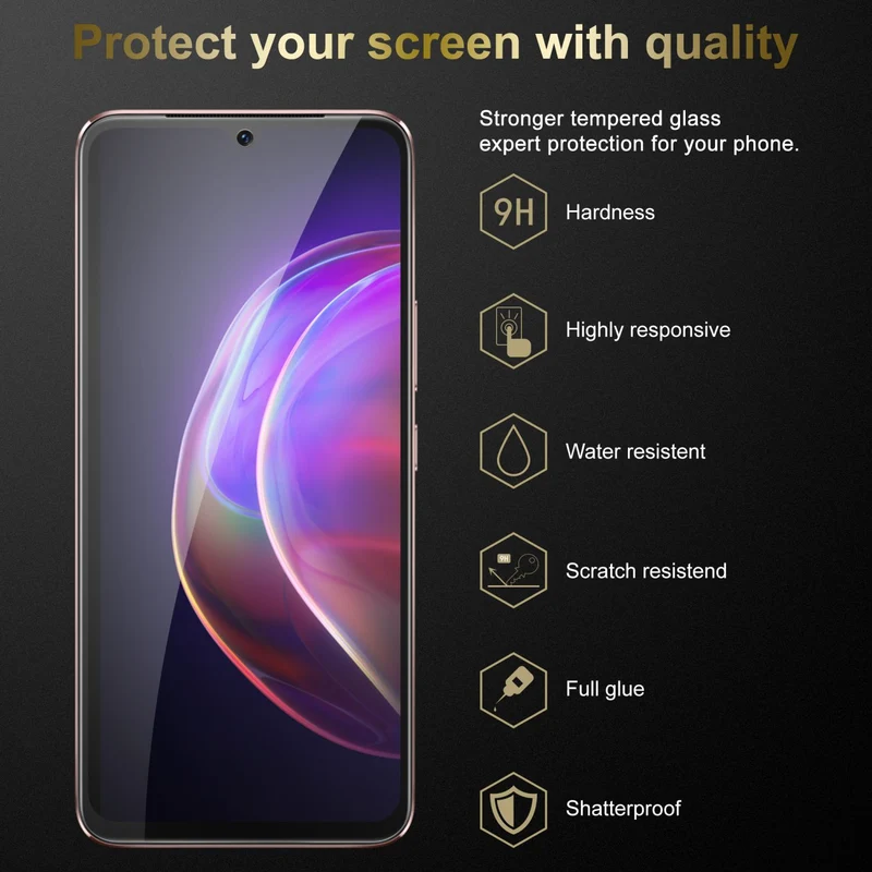 Cadorabo 3x Panzer Folie kompatibel mit Vivo V21 4G / 5G - Schutzfolie 3er Pack Gehärtetes (Tempered) Display-Schutzglas in 9H Härte mit 3D Touch Kompatibilität