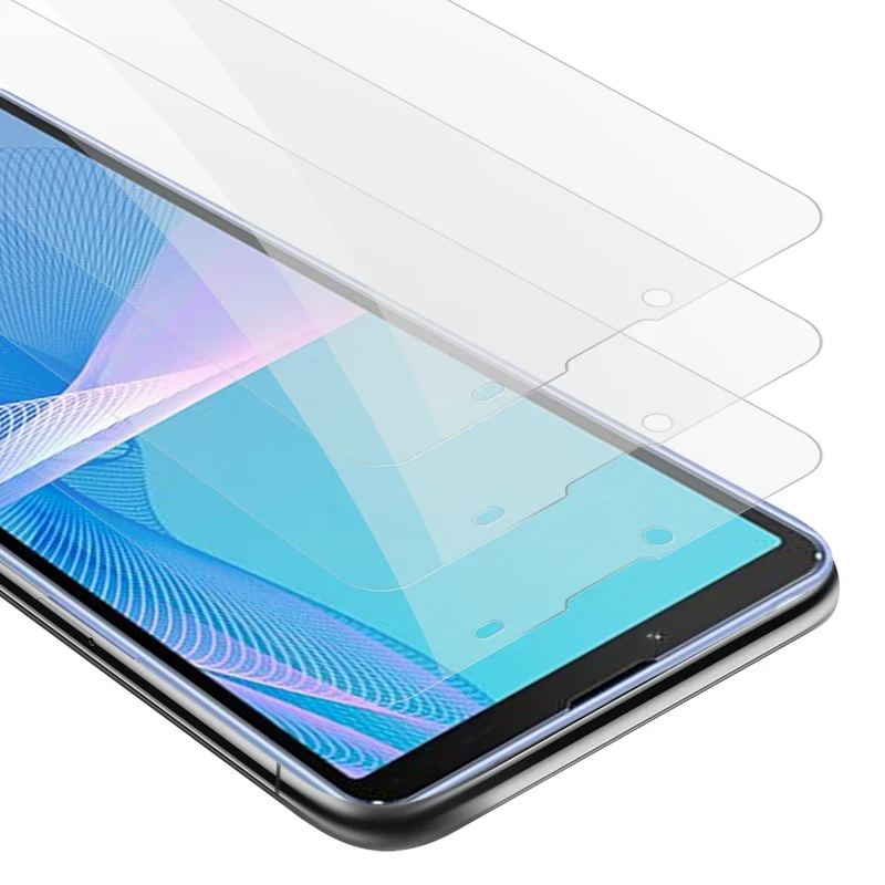 Cadorabo 3x Panzer Folie kompatibel mit Sony Xperia 10 III - Schutzfolie 3er Pack Gehärtetes (Tempered) Display-Schutzglas in 9H Härte mit 3D Touch Kompatibilität