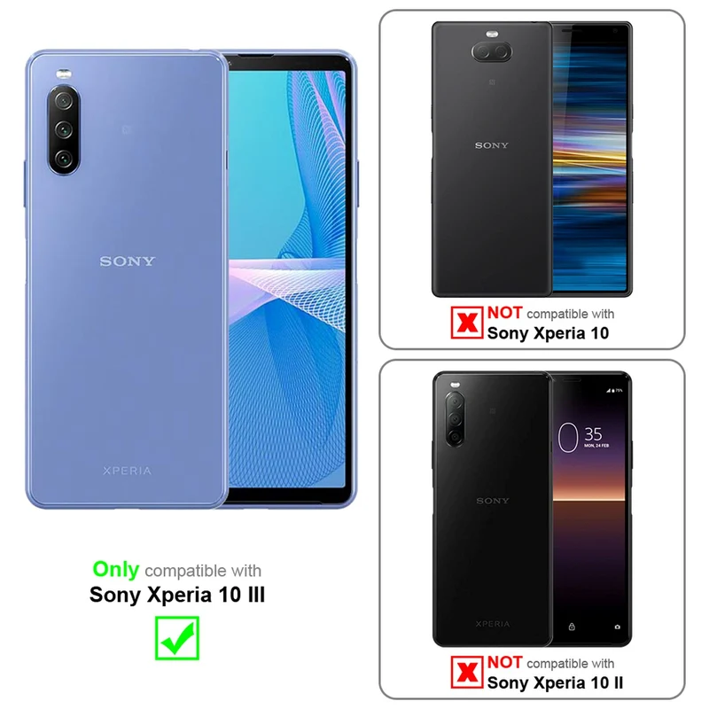 Cadorabo 3x Panzer Folie kompatibel mit Sony Xperia 10 III - Schutzfolie 3er Pack Gehärtetes (Tempered) Display-Schutzglas in 9H Härte mit 3D Touch Kompatibilität