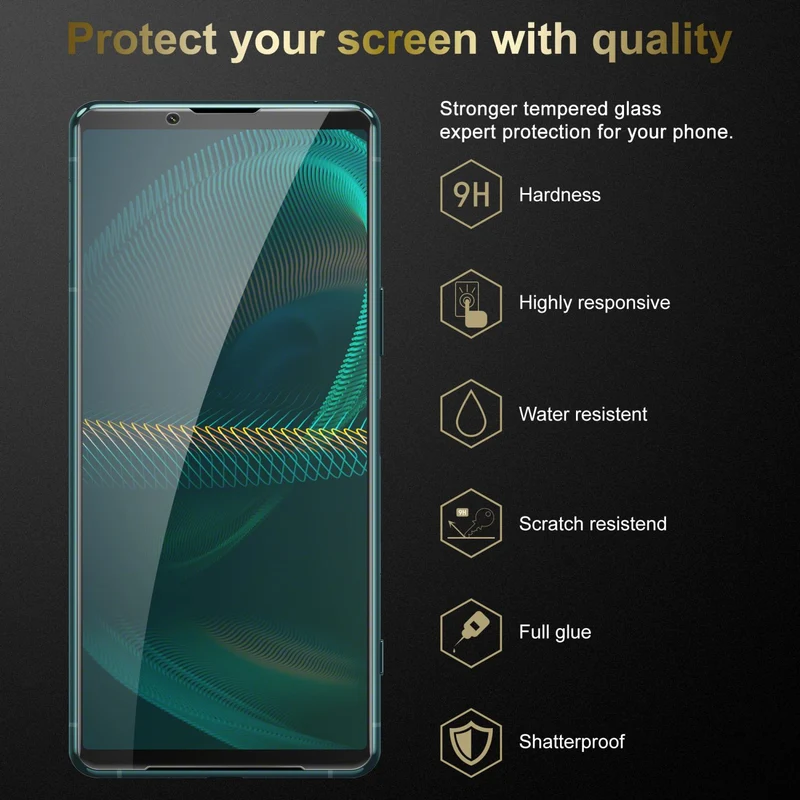 Cadorabo Panzer Folie kompatibel mit Sony Xperia 5 III - Schutzfolie Gehärtetes (Tempered) Display-Schutzglas in 9H Härte mit 3D Touch Kompatibilität