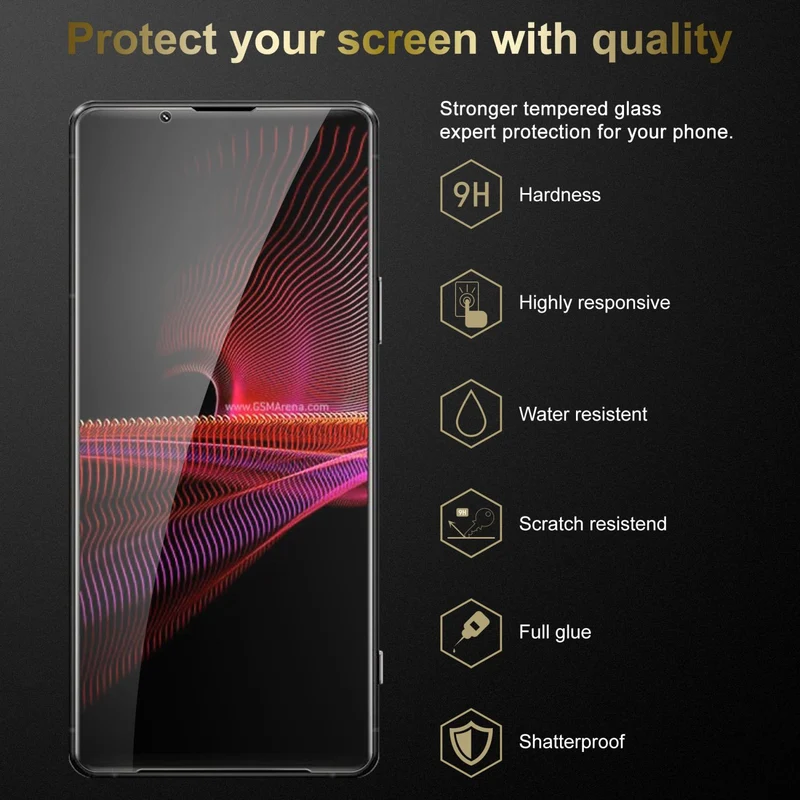 Cadorabo Panzer Folie kompatibel mit Sony Xperia 1 III - Schutzfolie Gehärtetes (Tempered) Display-Schutzglas in 9H Härte mit 3D Touch Kompatibilität
