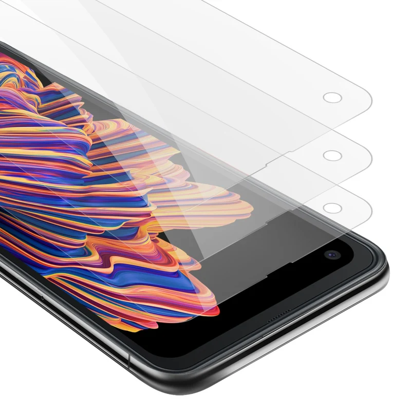 Cadorabo 3x Panzer Folie kompatibel mit Samsung Galaxy XCover PRO - Schutzfolie 3er Pack Gehärtetes (Tempered) Display-Schutzglas in 9H Härte mit 3D Touch Kompatibilität