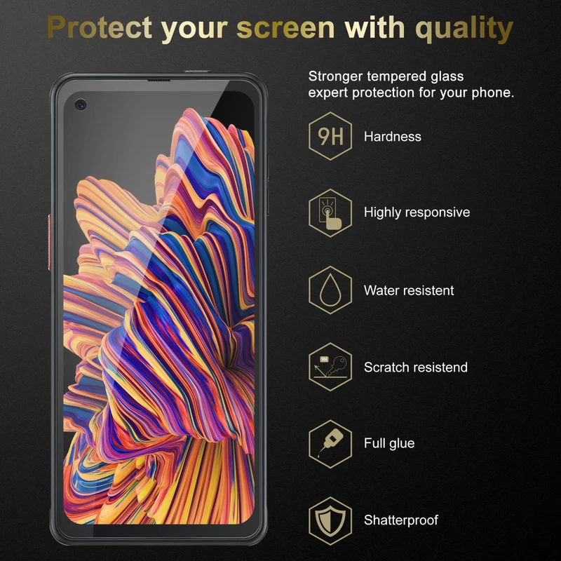 Cadorabo Panzer Folie kompatibel mit Samsung Galaxy XCover PRO - Schutzfolie Gehärtetes (Tempered) Display-Schutzglas in 9H Härte mit 3D Touch Kompatibilität