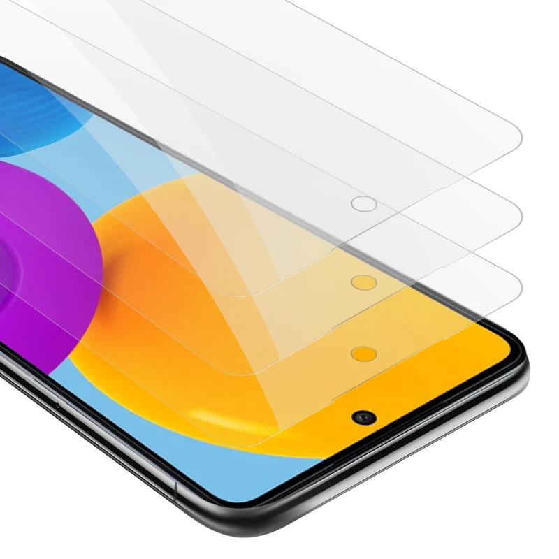 Cadorabo 3x Panzer Folie kompatibel mit Samsung Galaxy M52 5G - Schutzfolie 3er Pack Gehärtetes (Tempered) Display-Schutzglas in 9H Härte mit 3D Touch Kompatibilität