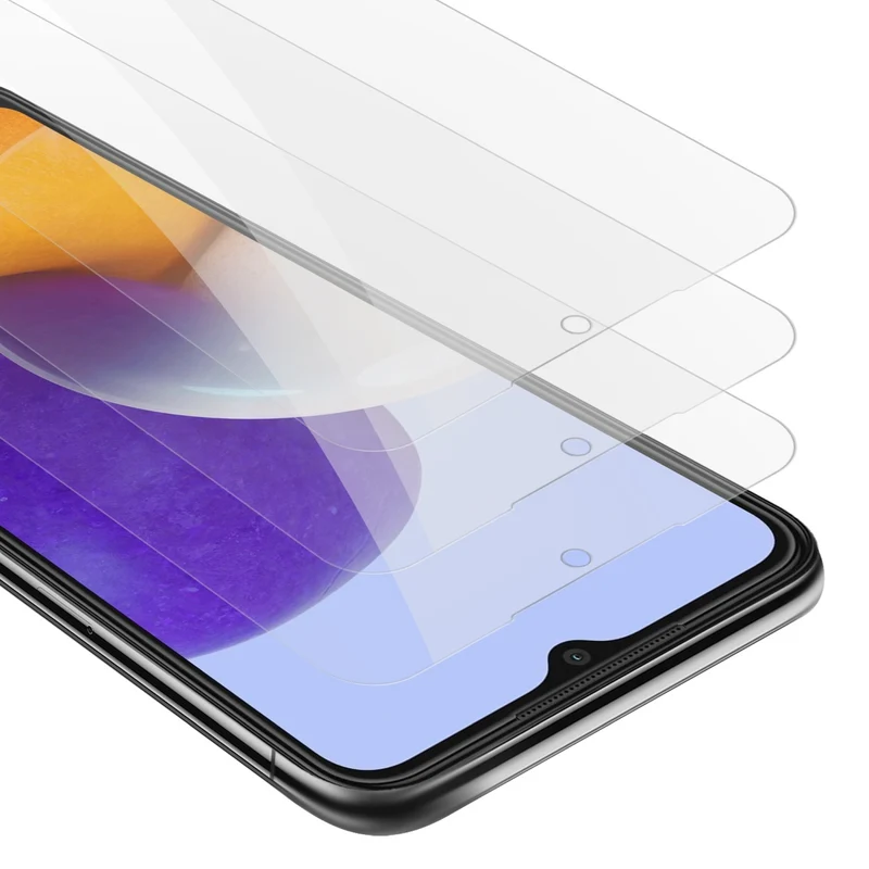 Cadorabo 3x Panzer Folie kompatibel mit Samsung Galaxy A22 5G - Schutzfolie 3er Pack Gehärtetes (Tempered) Display-Schutzglas in 9H Härte mit 3D Touch Kompatibilität
