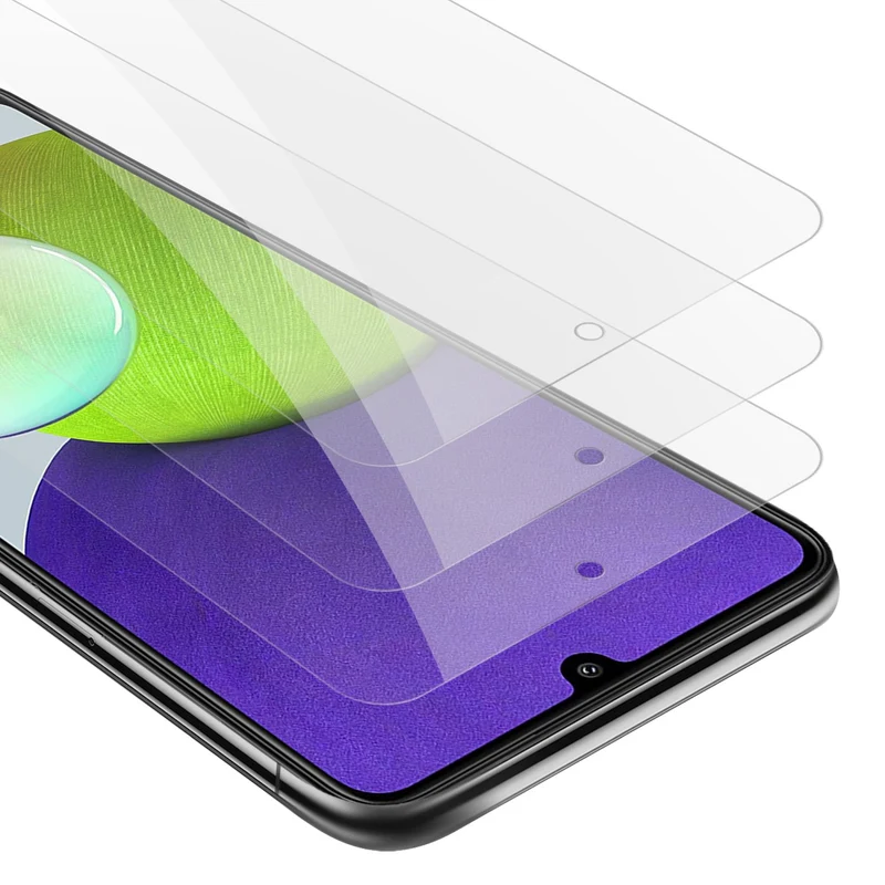 Cadorabo 3x Panzer Folie kompatibel mit Samsung Galaxy A22 4G / M22 / M32 4G - Schutzfolie 3er Pack Gehärtetes (Tempered) Display-Schutzglas in 9H Härte mit 3D Touch Kompatibilität