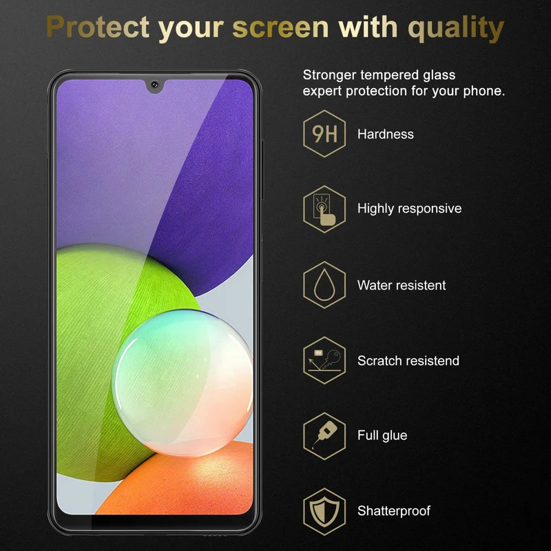 Cadorabo 3x Panzer Folie kompatibel mit Samsung Galaxy A22 4G / M22 / M32 4G - Schutzfolie 3er Pack Gehärtetes (Tempered) Display-Schutzglas in 9H Härte mit 3D Touch Kompatibilität