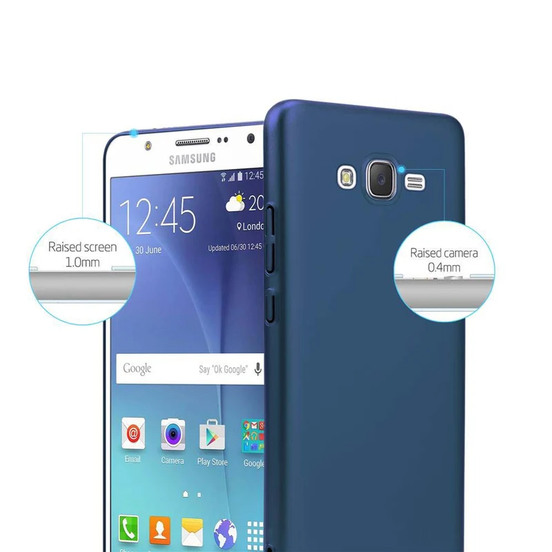 Cadorabo Hülle kompatibel mit Samsung Galaxy J7 2015 Hard Case Schutzhülle in Metall Optik gegen Kratzer und Stöße