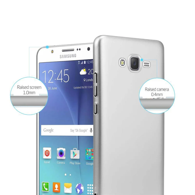 Cadorabo Hülle kompatibel mit Samsung Galaxy J7 2015 Hard Case Schutzhülle in Metall Optik gegen Kratzer und Stöße