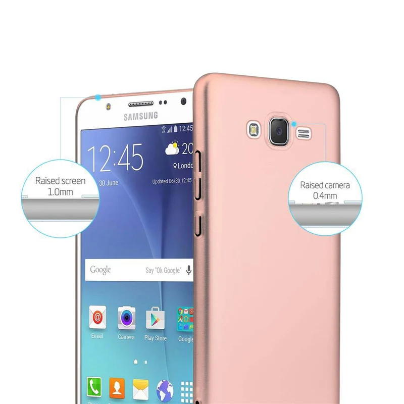 Cadorabo Hülle kompatibel mit Samsung Galaxy J7 2015 Hard Case Schutzhülle in Metall Optik gegen Kratzer und Stöße
