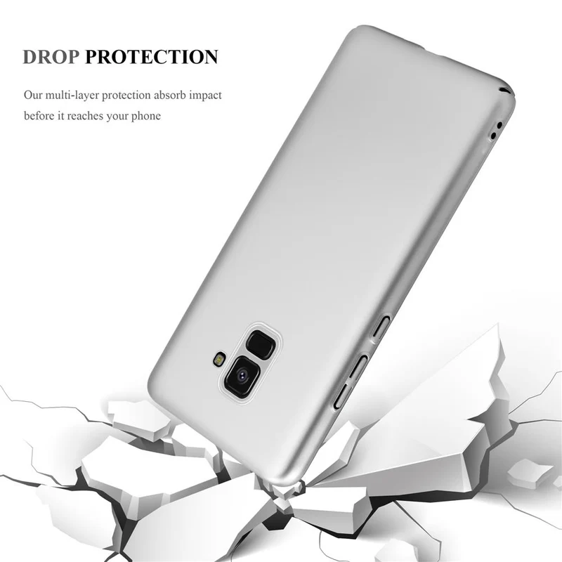 Cadorabo Hülle kompatibel mit Samsung Galaxy A8 2018 Hard Case Schutzhülle in Metall Optik gegen Kratzer und Stöße